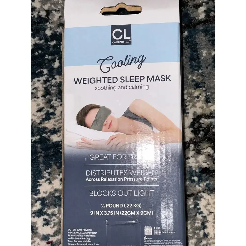 Comfort Lab Cooling Weighted Sleep Mask Gray NEW Soothing Calming Travel NWT
